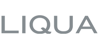 Liqua logo i grå på hvid baggrund.