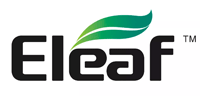 Eleaf logo i sort og grønt på hvid baggrund.