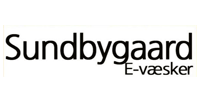 Sundbygaard logo i sort på hvid baggrund med teksten 'E-væsker'.